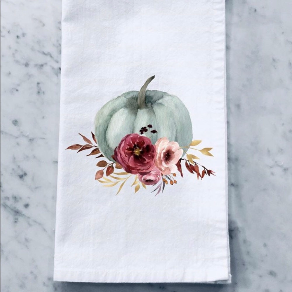 Blue pumpkin tea towel
